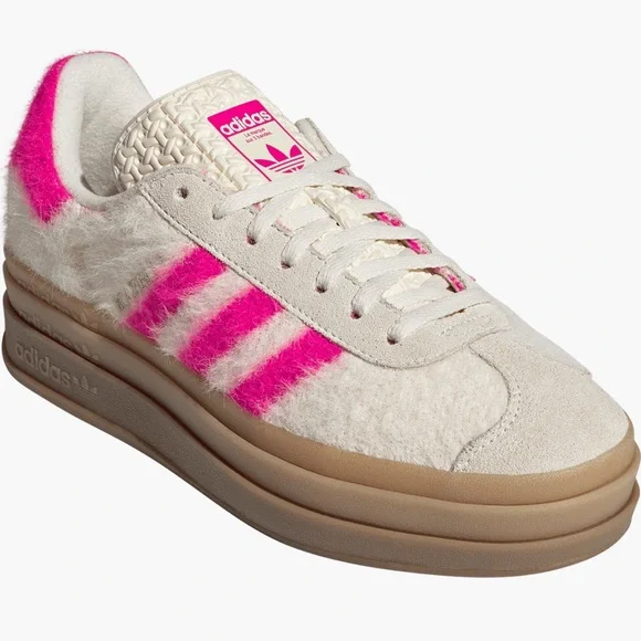 💓 ADIDAS GAZELLE BOLD PINK CREAM FUR 💗 - Picture 2 of 4